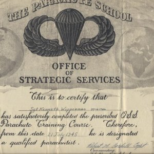OSS parachute course certificate