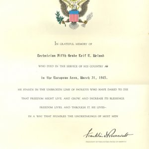 L. Meland (letter from President)