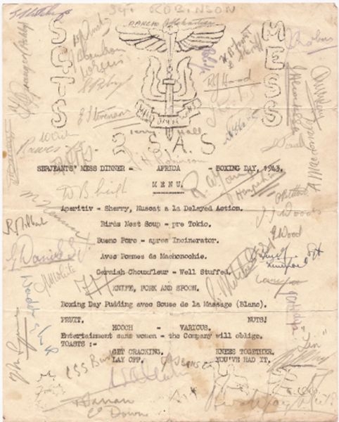 2 SAS menu Boxing Day 1943