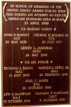 Op.Eagle Claw plaque,Arlington National Cemetery